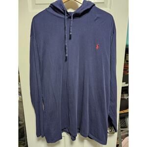 Ralph Lauren Hoodie Mens XLT Sleeve Hooded Pullover Casual Blue